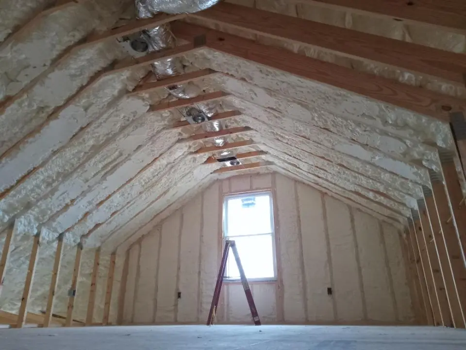 Spray foam roofing application for Crawl Space Insulation project in Lake Station
